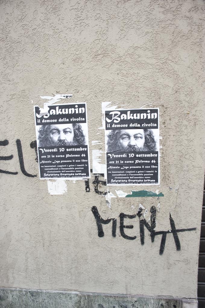 Politisches Plakat in Turin (Bakunin)